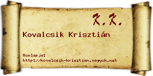 Kovalcsik Krisztián névjegykártya